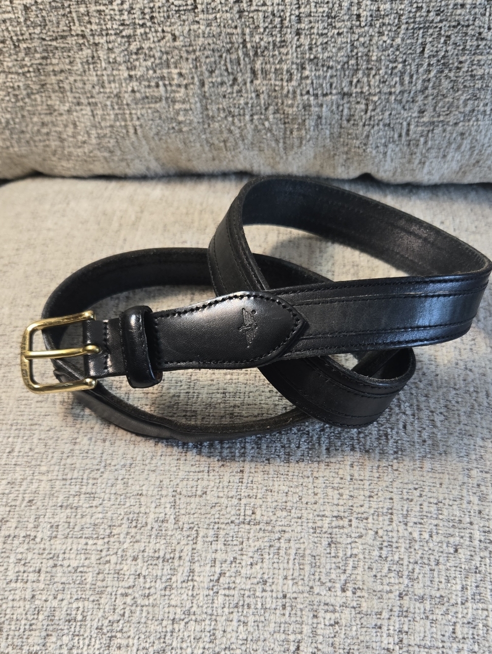 Black Leather Men's 35" To 38" Belt Nice Quality Brass Buckle